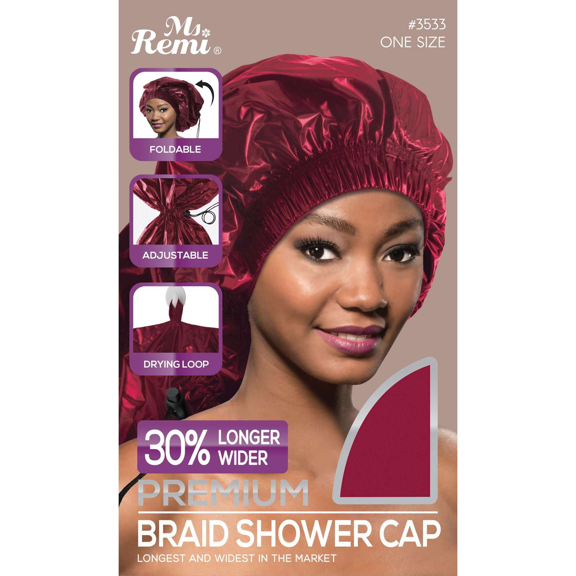 Ms. Remi Max Jumbo Braid Shower Cap Burgundy