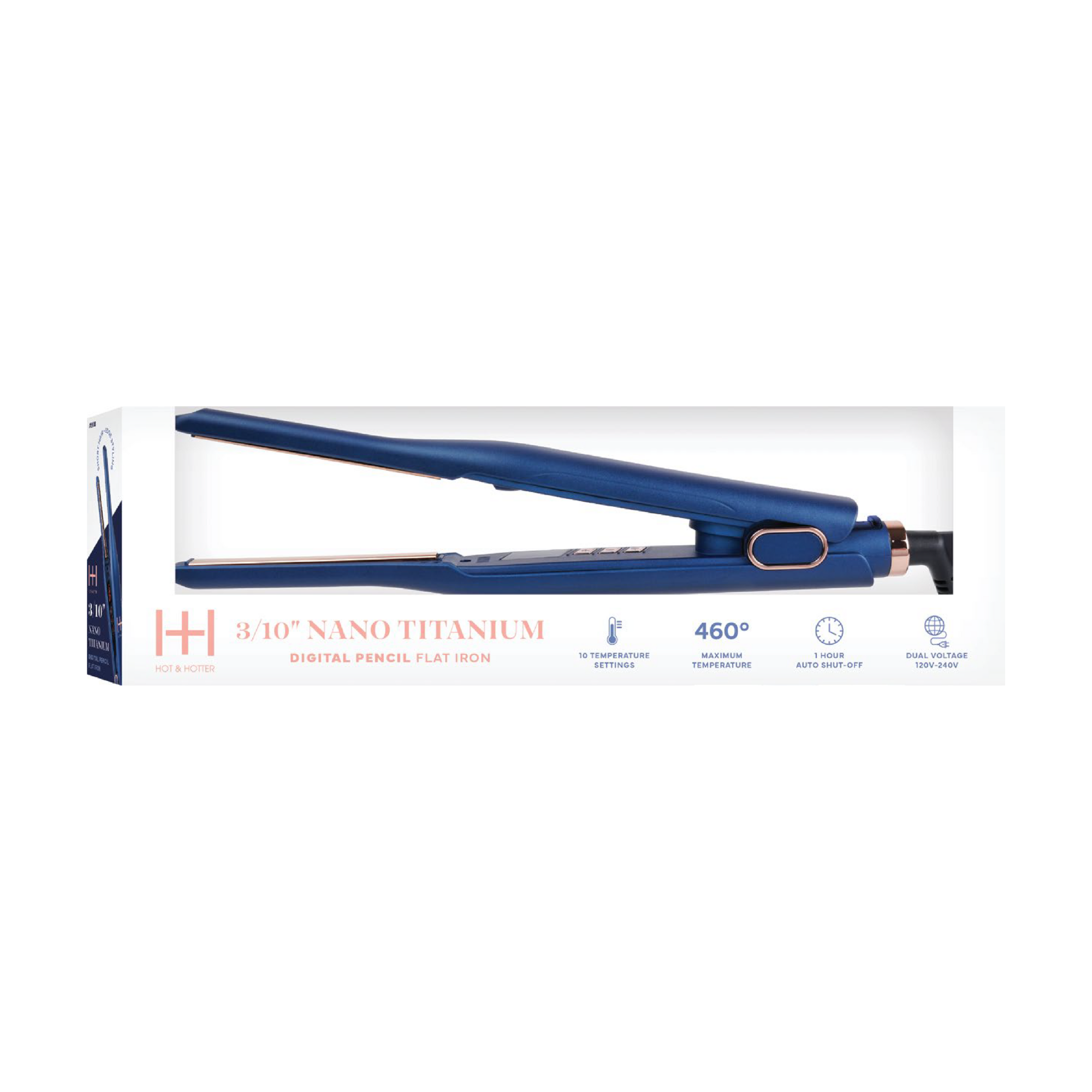 Hot & Hotter Nano Titanium Digital Pencil Flat Iron 3/10"