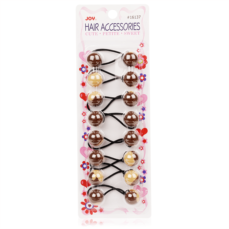 Joy Twin Beads Ponytailers Brown 20mm 8ct