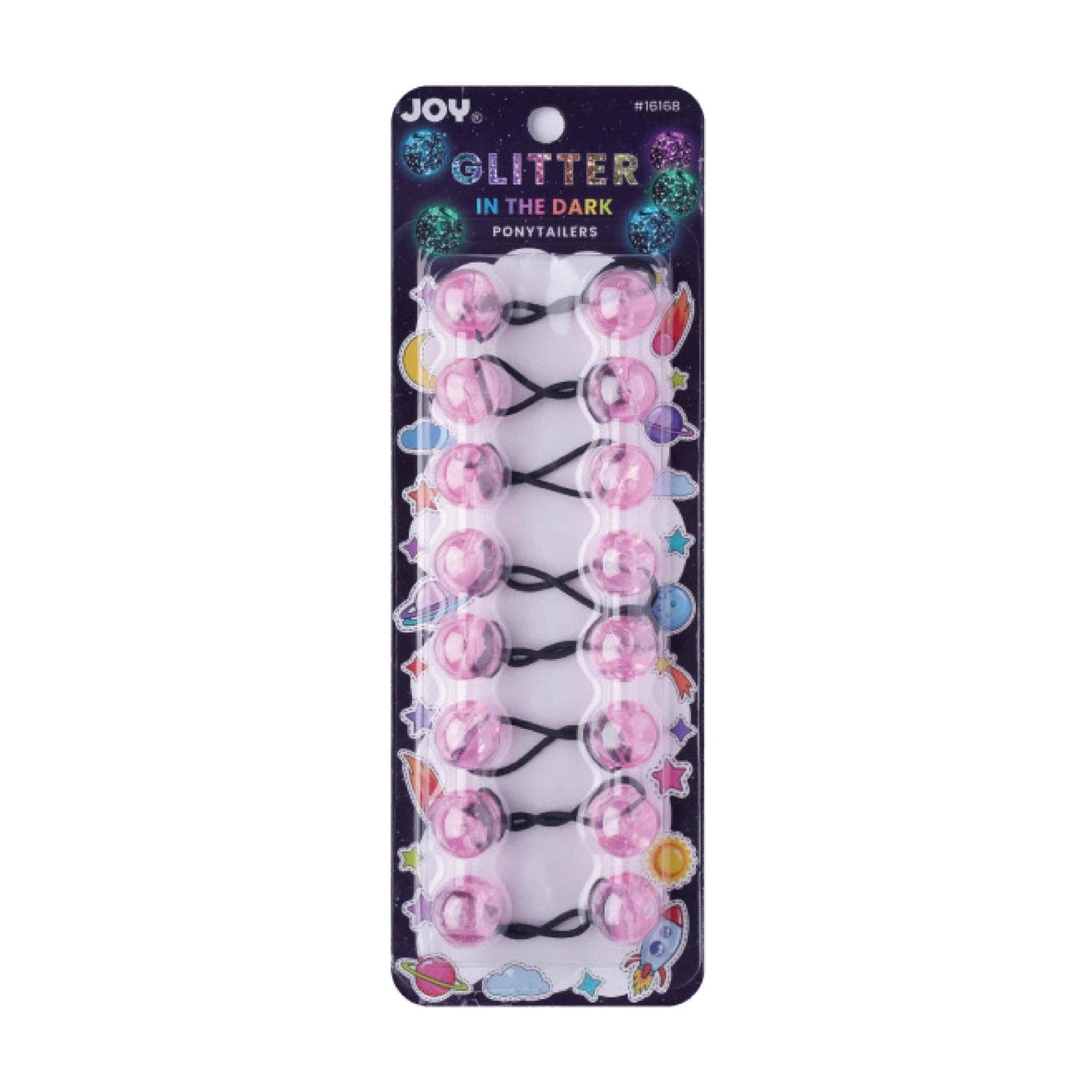 Joy Twin Beads Ponytailer 20mm 8ct Glitter Glow Dark Pink